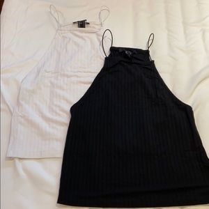 F21 - Black & White Ribbed Crop Cami Top